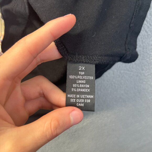 Alyx Women‎ Plus Size 2X Sleeveless Tunic Top Floral Pleated Lined Relaxed - Picture 7 of 11